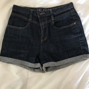 high rise denim shorts